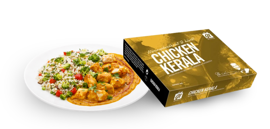 Kyckling med råris, grönsaker och indisk curry!