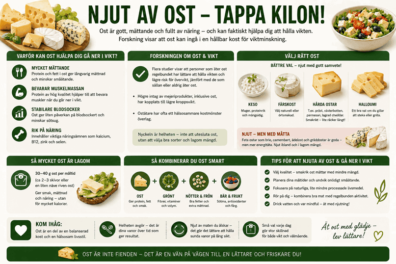 Tabell på ost och dess näring.