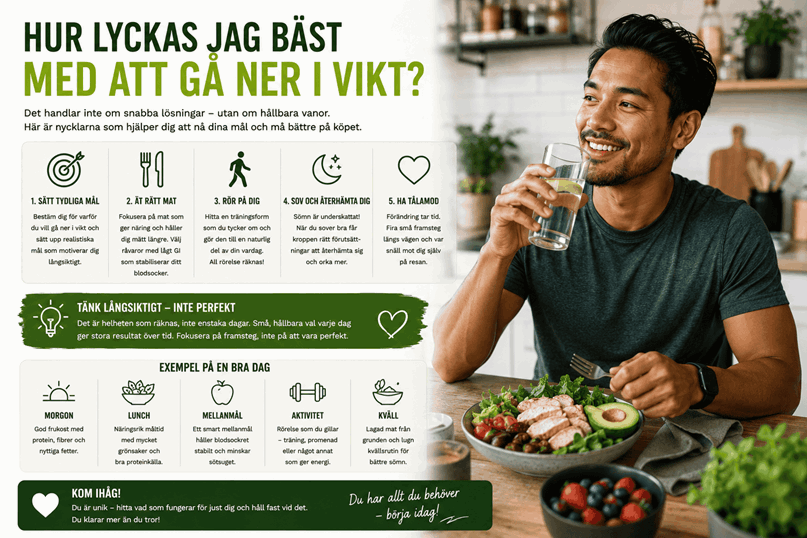 Man dricker vatten och ler.
